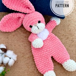 Crochet bunny pattern Crochet amigurumi bunny snuggler for baby shower gift Crochet cuddle toy pattern