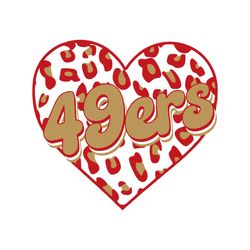 49ers Heart Leopard Svg Digital Download