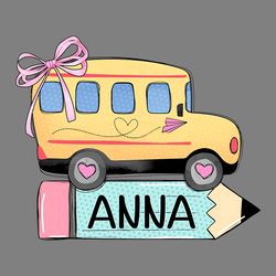 school bus with name and bow png digital download files