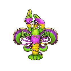 mardi gras crawfish fleur de lis png sublimation design