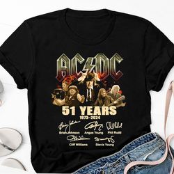 Graphic 51 Years AC/DC 1973-2024 Shirt, Tour 2024 Shirt, Signature ACDC Rock Band Shirt Fan Gifts, Ac/dc Band Tour 2024
