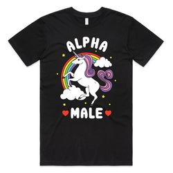 alpha male t-shirt tee top funny meme unicorn gift unisex joke prank fathers day stag do