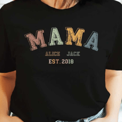 retro custom mom shirt, mama shirt with kids names, personalized shirt for mom, mother's day shirt, mothers day gift, ma