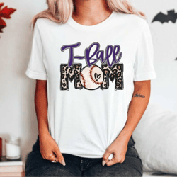 t-ball mom leopard shirt, t-ball mom t-shirt, teeball mom shirt, mom's t-ball league gifts, ls375