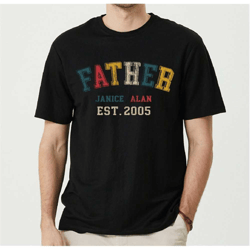 father shirt with kids name, custom dad shirt, fathers dat gift from kids, ls405