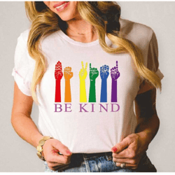 be kind sign language shirt, lgbt shirt, pride shirt, lesbian gay shirt, rainbow shirt, ls472