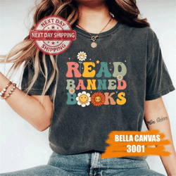 read banned books shirt funny book shirt women teachers book lover flowers shirt for women librarian bookish bookworm n