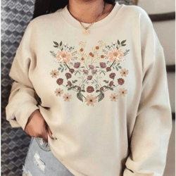 vintage style wildflowers graphic sweatshirt for women, vintage style boho flowers sweatshirt, christmas mama grandma gi