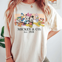 vintage mickey & co est 1928 comfort colors shirt, mickey and friends shirt, disneyland trip shirt, disneyworld shirt, d
