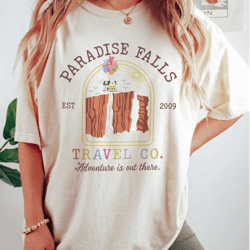 retro disney up paradise falls est 2009 travel co adventure is out there shirt, disney pixar up shirt, carl ellie, disne