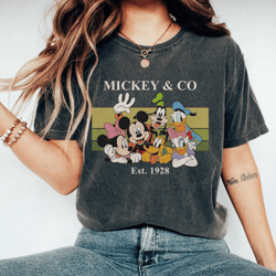 vintage mickey & co 1928 comfort colors shirt, mickey and friends shirt, disneyland shirt, disneyworld shirts, disney fa