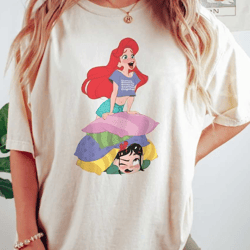 disney ariel the little mermaid and vanellope funny shirt, ariel princess shirt, little mermaid shirt, disney princess s