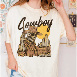 vintage style cowboy skeleton comfort colors shirt, cowboy killer t-shirt, country shirt, western comfort colors shirt,