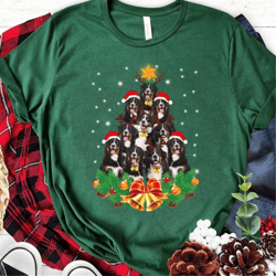 christmas lights bernese mountain dog riding red truck christmas tree xmas t-shirt xmas sweatshirt