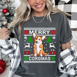 merry corgmas ugly sweater funny corgi christmas dog lover t-shirt corgi dog ugly christmas sweater, corgi dog santa ch