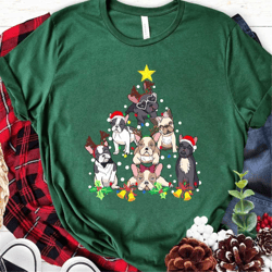 french bulldog christmas ornament tree decor funny dog gift t-shirt bulldog xmas tree tshirt, bulldog dog lover gift shi