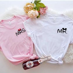 disney couples shirts, mr and mrs disney shirts, honeymoon disney matching shirts, just married disney shirt, couples di