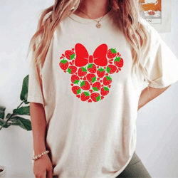 strawberry minnie comfort colors shirt, minnie mouse shirt, disney minnie ears shirt, minnie head shirt, mickey head, di