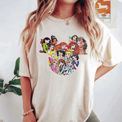 princess mickey mouse comfort colors shirt, princess mickey head shirt, all disney princesses shirt, disneyworld shirt,