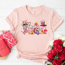 winnie the pooh drink and food valentine comfort colors shirt, disney valentine coffee shirt, pooh valentine shirt, disn