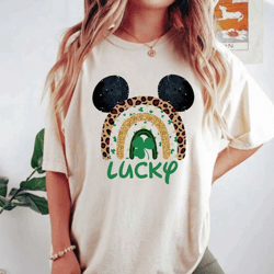 mickey rainbow st patricks day comfort colors shirt, mickey mouse shirt, disney lucky shirt, disney irish shirt, disney
