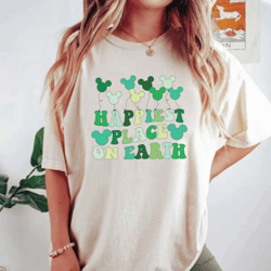 disney happiest place on earth balloons st patricks day comfort colors shirt, disney lucky shirt, disney irish green shi