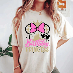 disney birthday princess comfort colors shirt, birthday minnie ears shirt, disney birthday girl tee, disneyworld shirt,
