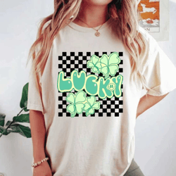 lucky shamrock shirt comfort colors shirt, lucky st patricks day shirt, rtro st patricks day shirt, shamrock shirt, luck