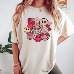 smiley faces valentine comfort colors shirt, smiley face valentines day shirt, cowboy valentine shirt, funny valentine s