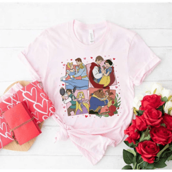 disney princess and prince valentine comfort colors shirt, disney couple valentine shirt, disney couple matching shirt,