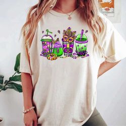 mardi gras coffee comfort colors shirt, mardi gras drinks shirt, snacks mardi gras shirt, mardi gras family shirt, disne