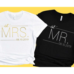 mr and mrs shirt, just married shirt, honeymoon shirt, couples shirt, mr and mrs wedding shirt, wife and hubs shirts, ju