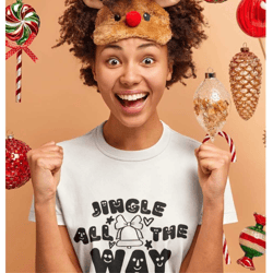 christmas santa claus t-shirt, jingle all the way t-shirt, xmas unisex t-shirt, santa tees for women, christmas family t