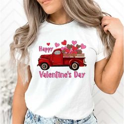 happy valentines day truck shirt, valentines day shirts for woman, heart truck valentines day shirt, cute valentine tee,
