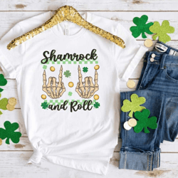 shamrock and roll tee,skeleton st patricks day shirt,lucky leopard print skeleton tshirt,gift for st patricks day,lucky