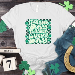 it's a good day to have a lucky day,lucky wavy st patricks day shirt,colorful st patricks day shirt,cute st patricks day