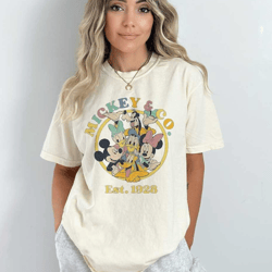 retro disney trip shirt, mickey and co comfort colors shirt, disneyland, mickey mouse, minnie, pluto, goofy, donal, dais