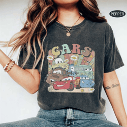 vintage disney cars comfort colors shirt, lightning mcqueen and friends shirts, mcqueen cars, cars land shirt, disneylan