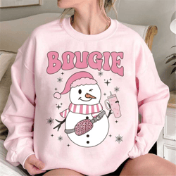 bougie snowman sweatshirt, bougie christmas sweatshirt, women christmas sweater, cute snowman sweatshirt, pink christmas