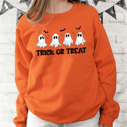 ghost halloween sweatshirt, trick or treat sweatshirt, cute ghost crewneck, spooky season shirt, funny halloween sweatsh