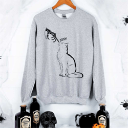 skeleton cat halloween sweatshirt, boop cat sweatshirt, cat lover halloween shirt, skeleton halloween sweater, fall swea
