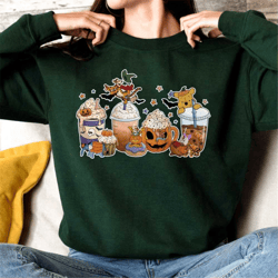 halloween pumpkin latte sweatshirt, winnie the pooh coffee latte sweatshirt, cute pumpkin sweatshirt, halloween sweatshi