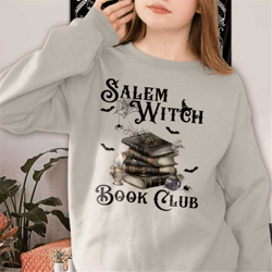 salem witch book club shirt, halloween sweatshirt, bookish halloween, book skeleton shirt, spooky season shirt, hallowee