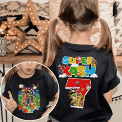 personalized mario birthday shirt, custom mario birthday party shirt, super-mario shirt, birthday mario, birthday boy, m