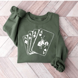 cowboy playing cards sweatshirt, poker cards sweatshirt, funny western sweater, country girl sweatshirt, ace card cowboy