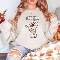 boo boo crew nurse halloween sweatshirt, cute ghost nurse shirt, spooky nurse sweater, nurse life shirt, fall sweatshirt