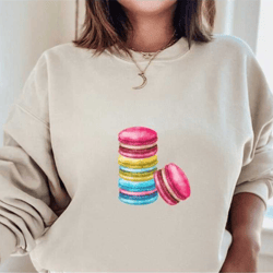 macarons lovers sweatshirt, cute cookies lover sweater, french macarons pullover, women's shirt, macarons crewneck, plus