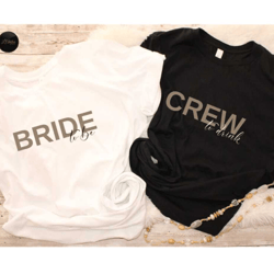 woman's jga t-shirt 'bride & crew' simple and modern, wedding gift for brides, team bride tee, bachelorette party shirt,