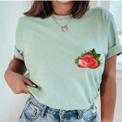 strawberry pocket t-shirt, strawberry hoodie, strawberry garden sweatshirt, aesthetic cottagecore clothes, botanical shi