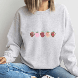strawberry sweatshirt, strawberry sweater, chocolate covered strawberries sweatshirt, womens valentines day sweatshirt,